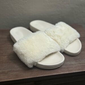 J. Crew Pacific Faux Fur Fluffy Strap Slides Style BA189 Women’s Size 9